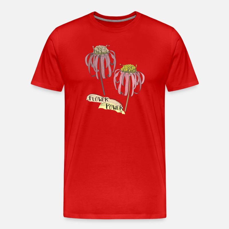 Echinacea, Sonnenhut - Männer Premium Bio T-Shirt - Rot