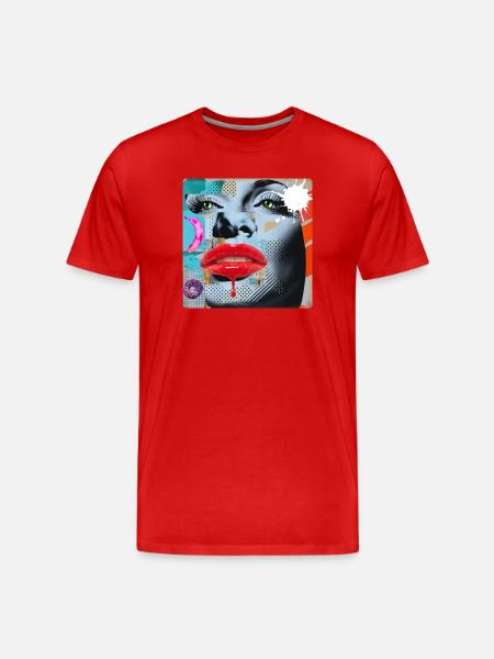 Bunte Collage Pop Art - Männer Premium Bio T-Shirt - Rot