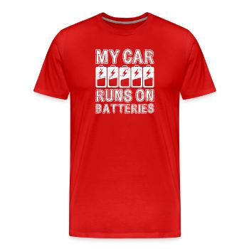 Ma voiture fonctionne sur batteries eCar Voiture électrique - T-shirt bio Premium Homme - rouge - Devant - Damien (186cm)