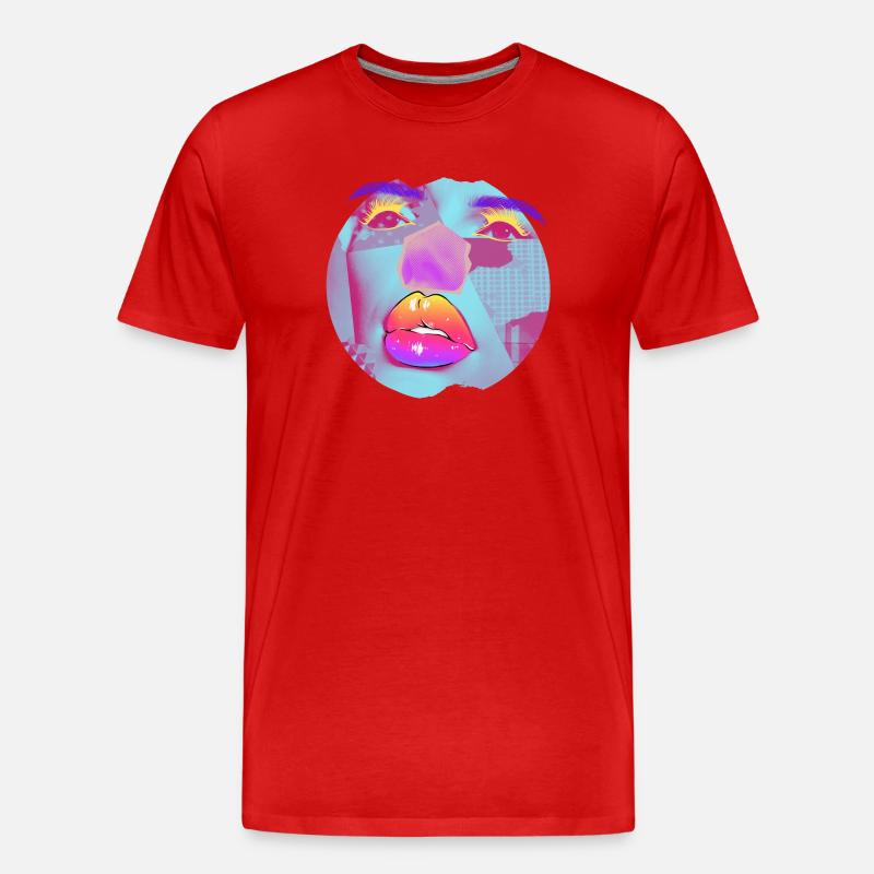 Pop Art helle Collage - Männer Premium Bio T-Shirt - Rot