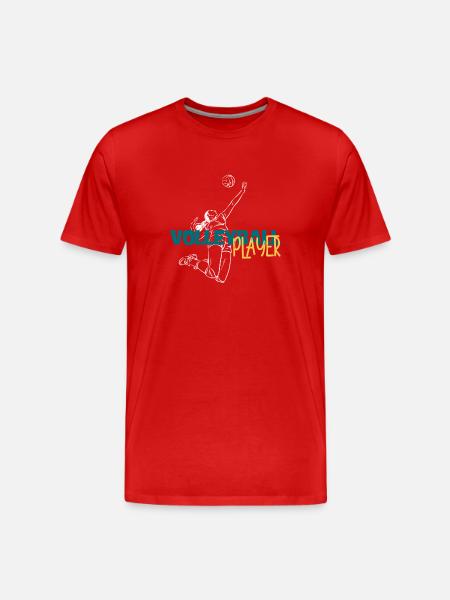 Volley Dive: Dynamic Player Duo - Men's Premium Organic T-Shirt - red