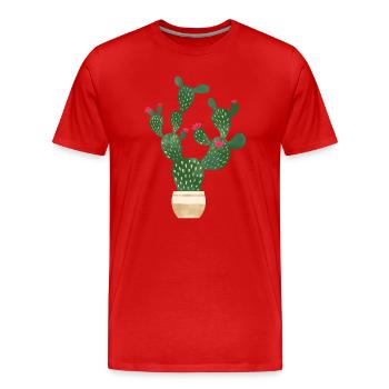 Kaktus im Blumentopf - Männer Premium Bio T-Shirt - Rot - Vorne - Damien (186cm)