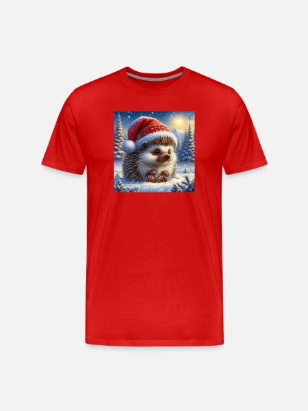 Hérisson de Noël - T-shirt bio Premium Homme - rouge