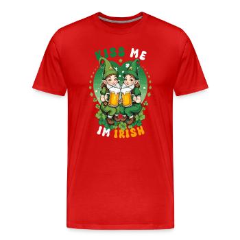 Küss mich, ich bin Irish - Männer Premium Bio T-Shirt - Rot - Vorne - Damien (186cm)