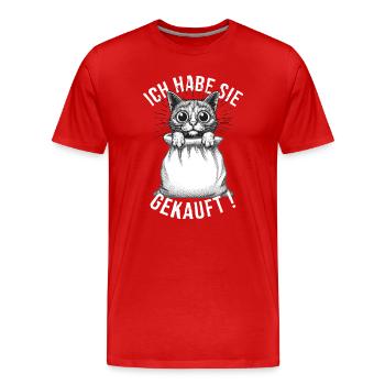 Sprichwort Katze Im Sack kaufen - Männer Premium Bio T-Shirt - Rot - Vorne - Damien (186cm)