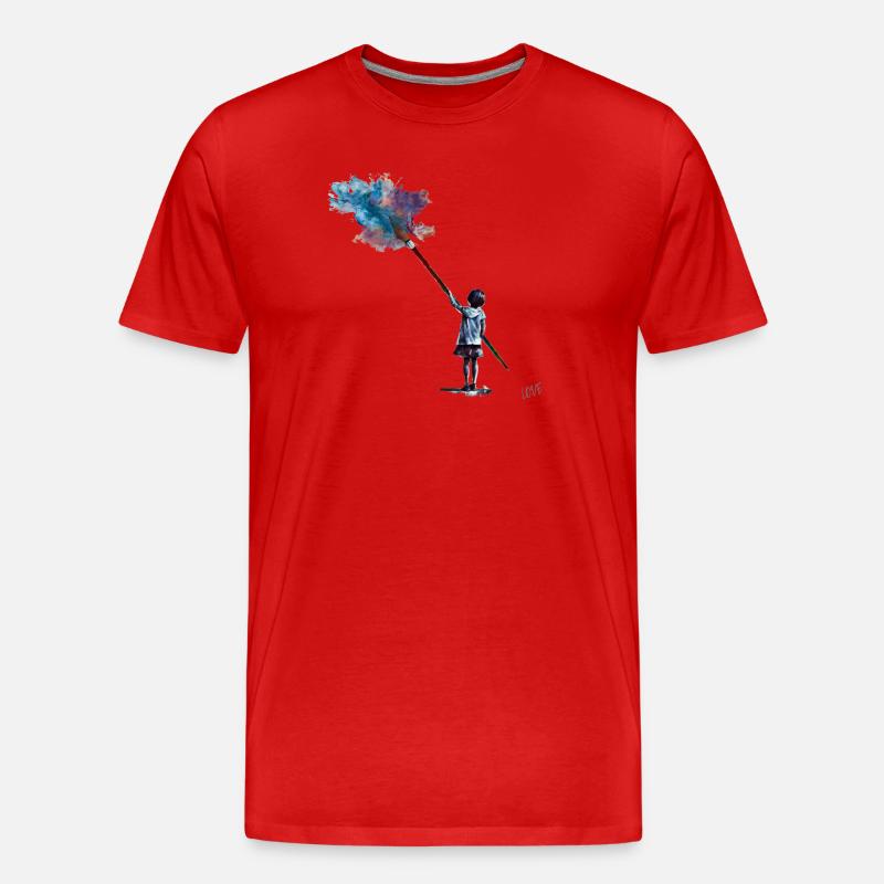  Kind malt Farbwolke - Männer Premium Bio T-Shirt - Rot