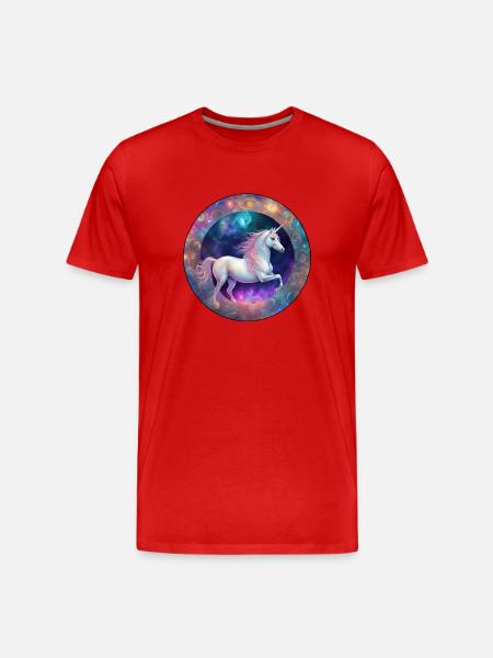 Galactic Unicorn Circle - Men's Premium Organic T-Shirt - red