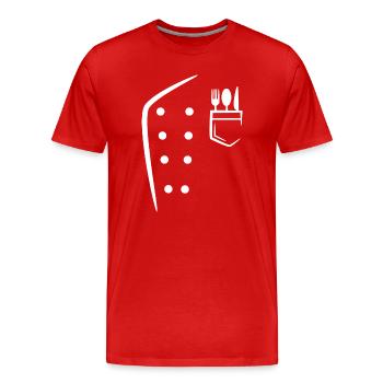 Chef, Travail, Bourreau de travail, Profession, Succès, Carrière - T-shirt bio Premium Homme - rouge - Devant - Damien (186cm)