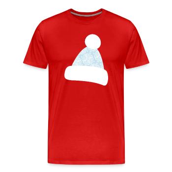 Bobble Hat Beanie Snowflakes Après-Ski Winter - Men's Premium Organic T-Shirt - red - Front - Damien (186cm)