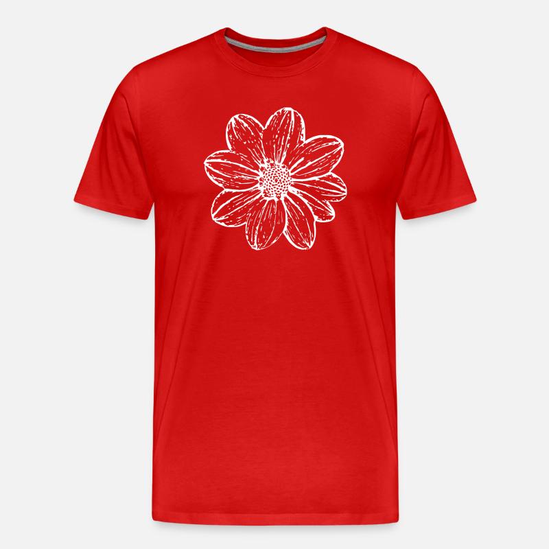 Fleur, Blanc, Fleur Blanche - T-shirt bio Premium Homme - rouge