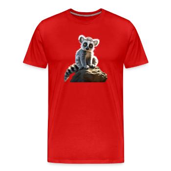Amoureux des lémuriens à queue annelée Lémurien lémurien à queue annelée Maki lémurien à queue annelée - T-shirt bio Premium Homme - rouge - Devant - Damien (186cm)