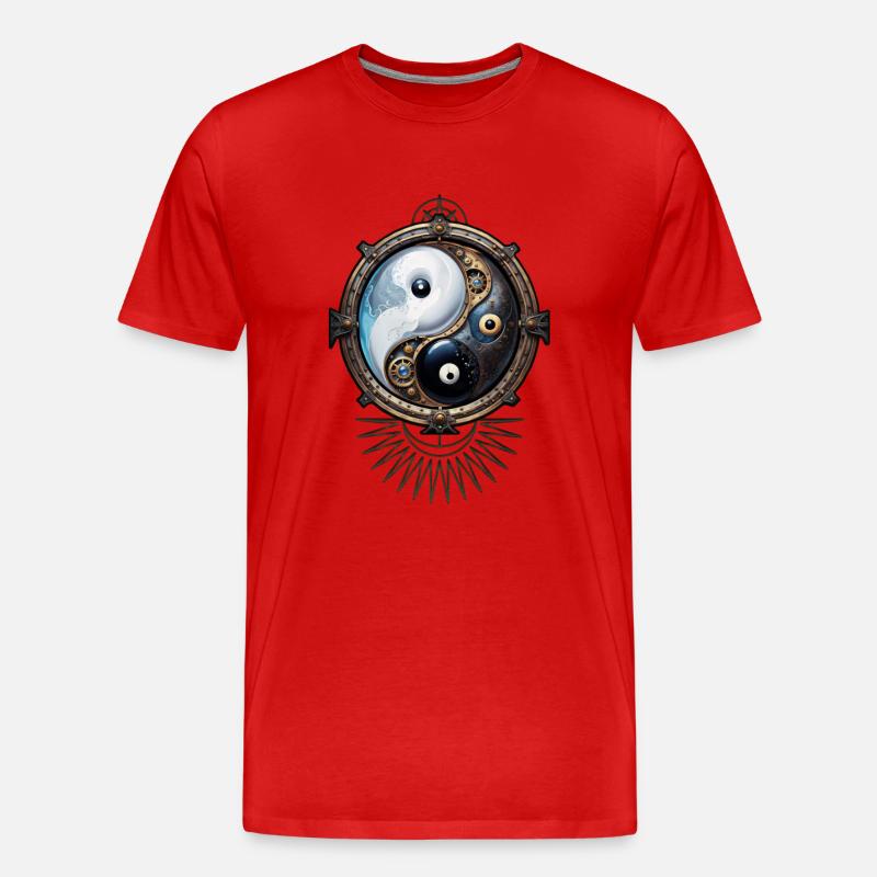 Elegantes Yin-Yang-Zeichen im Steampunk-Stil. - Männer Premium Bio T-Shirt - Rot