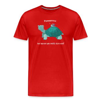 Snail rides on turtle - huuiii Trantüte - Men's Premium Organic T-Shirt - red - Front - Damien (186cm)