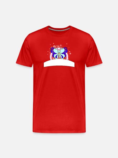 bunter Schmetterling mit Schreibfeld - Männer Premium Bio T-Shirt - Rot