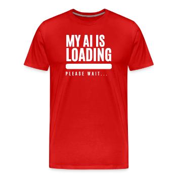 Humorous loading screen graphics - Men's Premium Organic T-Shirt - red - Front - Damien (186cm)