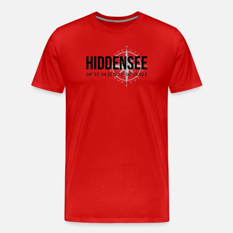 Koordinaten Hiddensee - Männer Premium Bio T-Shirt - Rot