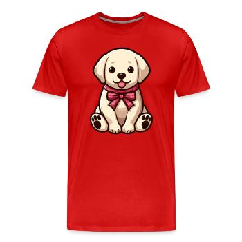 Niedlicher kleiner Hund - Labrador - Männer Premium Bio T-Shirt - Rot - Vorne - Damien (186cm)