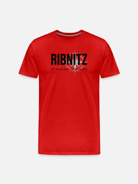 Koordinaten Ribnitz - Männer Premium Bio T-Shirt - Rot
