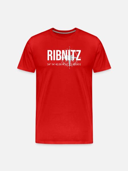 Koordinaten Ribnitz - Männer Premium Bio T-Shirt - Rot