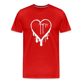 Graffiti en fusion coeur « Le grand amour » - T-shirt bio Premium Homme - rouge - Devant - Damien (186cm)