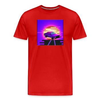 Retrowave/Vaperwave Auto. - Männer Premium Bio T-Shirt - Rot - Vorne - Damien (186cm)