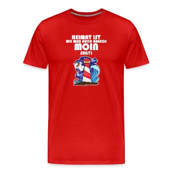 Nordsee Spruch - Männer Premium Bio T-Shirt - Rot - Vorne - Damien (186cm)