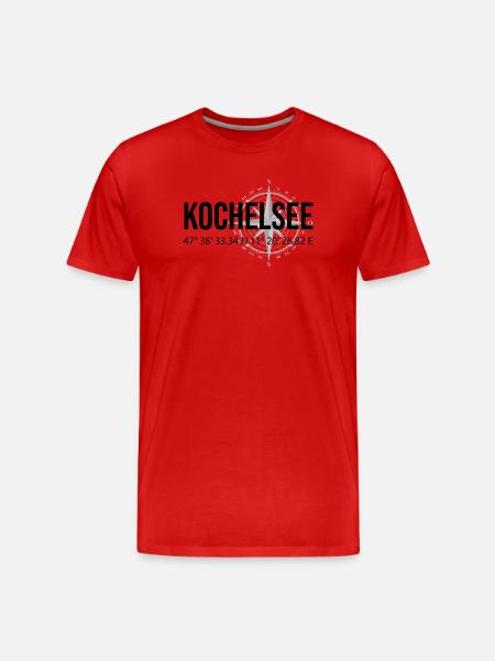 Koordinaten Kochelsee - Männer Premium Bio T-Shirt - Rot