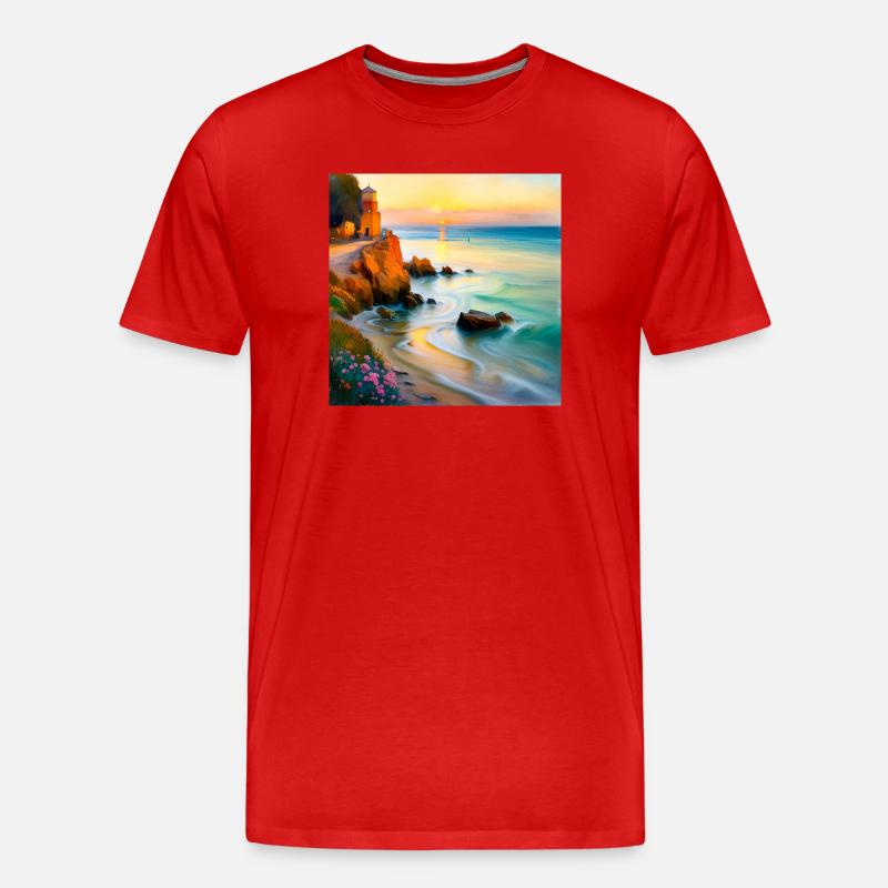Bucht des Impressionismus - Männer Premium Bio T-Shirt - Rot