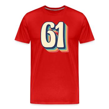 Vintage Retro T-Shirt Nummer 61 Sixty One - Männer Premium Bio T-Shirt - Rot - Vorne - Damien (186cm)