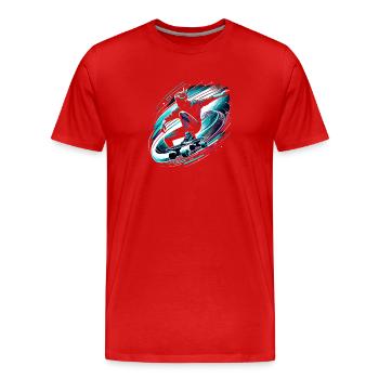 Longboarder auf Skateboard oder Longboard - Männer Premium Bio T-Shirt - Rot - Vorne - Damien (186cm)