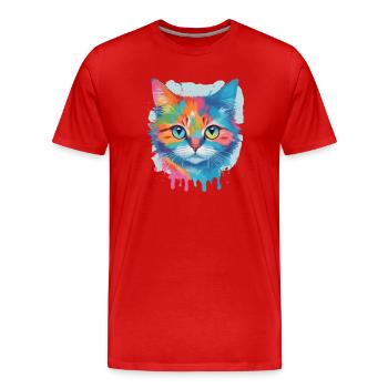 Chat mignon - T-shirt bio Premium Homme - rouge - Devant - Damien (186cm)