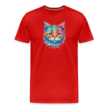 Chat mignon - T-shirt bio Premium Homme - rouge - Devant - Damien (186cm)