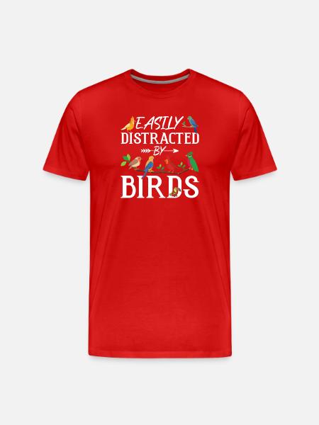 Easily Distracted by Birds - Men's Premium Organic T-Shirt - red