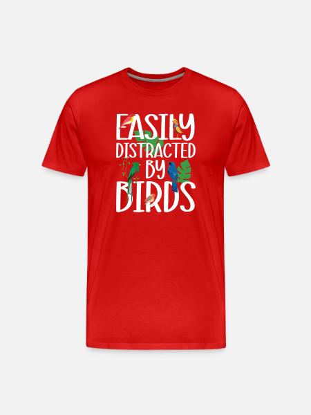 Easily Distracted by Birds - Men's Premium Organic T-Shirt - red