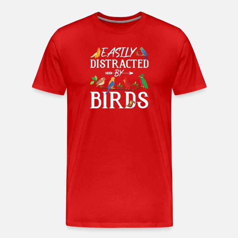 Facilement distrait par les oiseaux - T-shirt bio Premium Homme - rouge