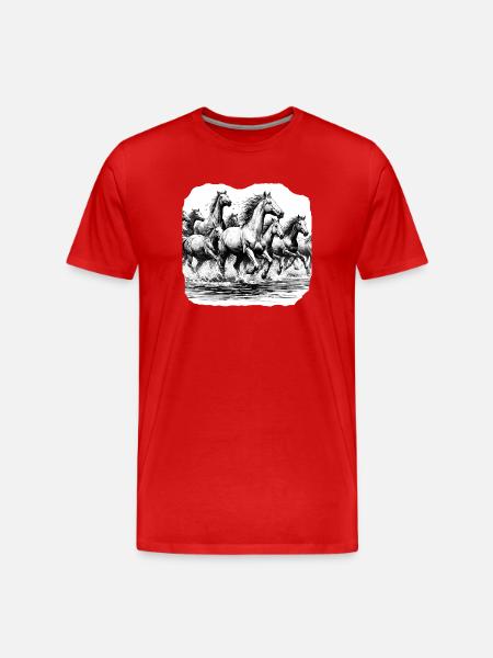 Les chevaux - T-shirt bio Premium Homme - rouge