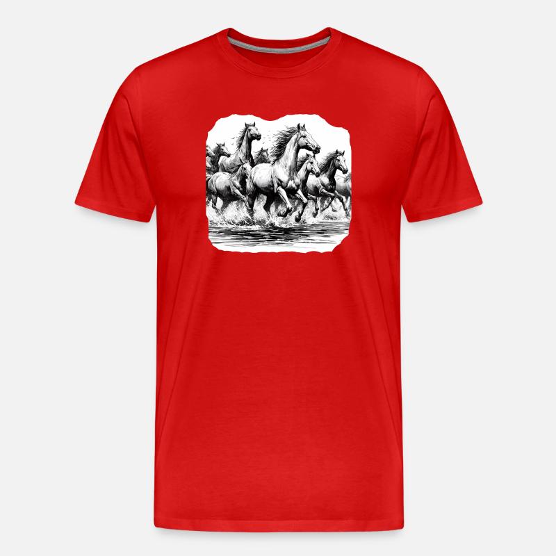 Les chevaux - T-shirt bio Premium Homme - rouge