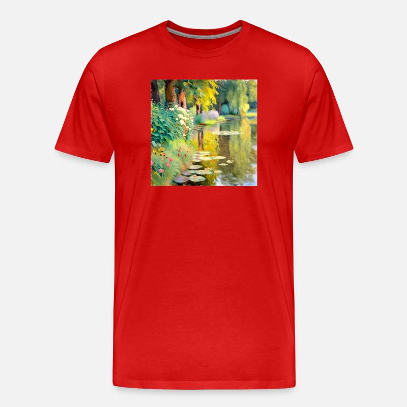 Impressionistische Landschaft - Männer Premium Bio T-Shirt - Rot