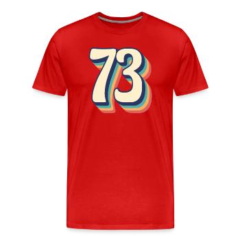 T-Shirt rétro Vintage numéro 73 soixante-treize - T-shirt bio Premium Homme - rouge - Devant - Damien (186cm)