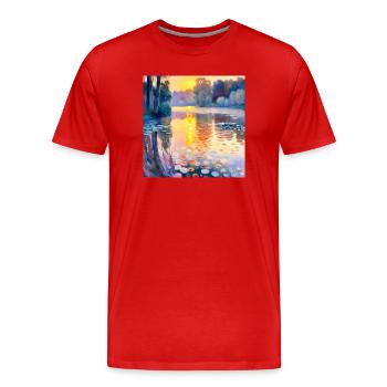 Nénuphars Impressionnisme - T-shirt bio Premium Homme - rouge - Devant - Damien (186cm)