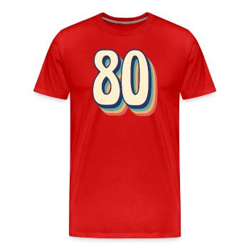 Vintage Retro T-Shirt Number 80 Eighty - Men's Premium Organic T-Shirt - red - Front - Damien (186cm)