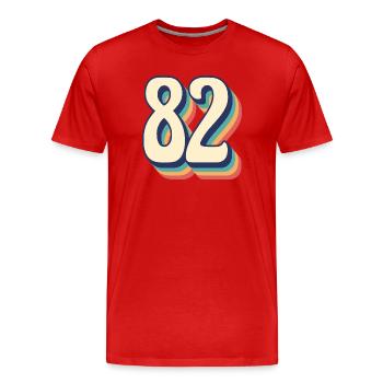 T-Shirt rétro Vintage numéro 82 quatre-vingt-deux - T-shirt bio Premium Homme - rouge - Devant - Damien (186cm)