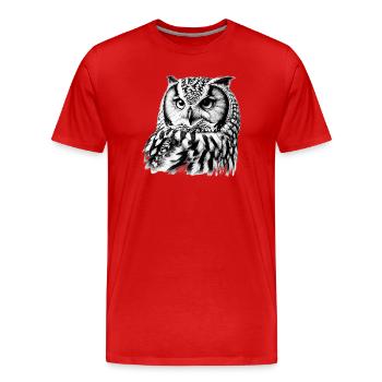 Eule - Männer Premium Bio T-Shirt - Rot - Vorne - Damien (186cm)
