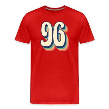 T-Shirt rétro Vintage numéro 96 quatre-vingt-seize - T-shirt bio Premium Homme - rouge - Devant - Damien (186cm)