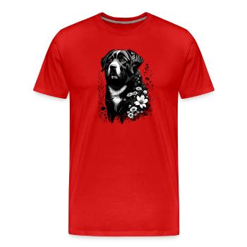 Cute Bernese Mountain Dog with Flowers - Men's Premium Organic T-Shirt - red - Front - Damien (186cm)