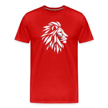 Löwenkopf Polygonkunst - Männer Premium Bio T-Shirt - Rot - Vorne - Damien (186cm)