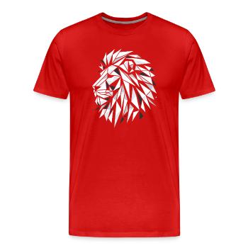 Geometrischer Dreiecks-Kreis Schwarzweiß Löwenkopf - Männer Premium Bio T-Shirt - Rot - Vorne - Damien (186cm)