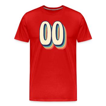 Vintage rétro T Shirt numéro 00 zéro zéro - T-shirt bio Premium Homme - rouge - Devant - Damien (186cm)