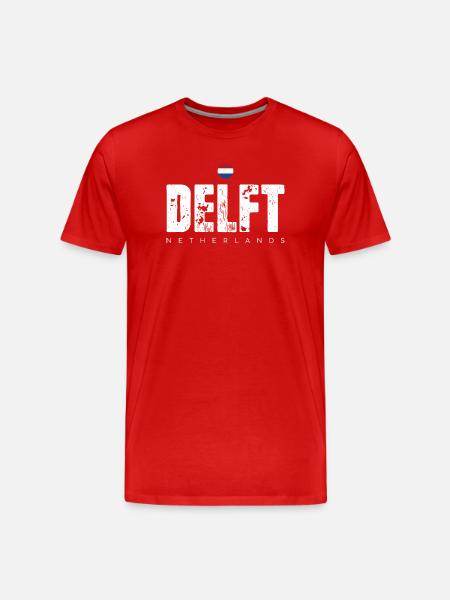 Delft Distressed Wordmark - Men's Premium Organic T-Shirt - red