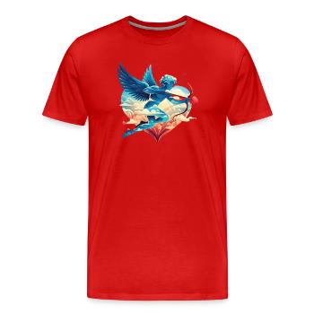 Himmlischer Amor mit verträumten Flügeln - Männer Premium Bio T-Shirt - Rot - Vorne - Damien (186cm)